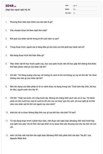 (Ngữ liệu ngoài sgk) Hạ đỏ