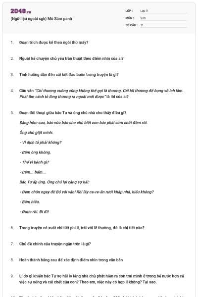 (Ngữ liệu ngoài sgk) Mò Sâm panh