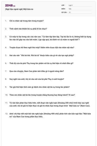 (Ngữ liệu ngoài sgk) Một bữa no