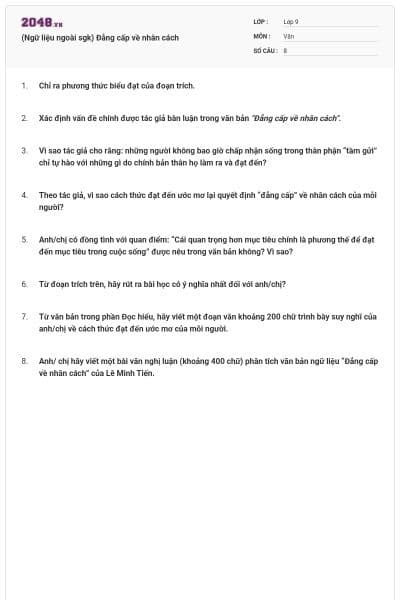 (Ngữ liệu ngoài sgk) Đẳng cấp về nhân cách