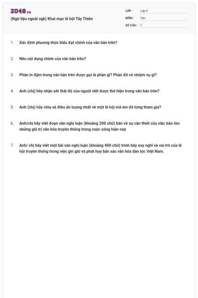 (Ngữ liệu ngoài sgk) Khai mạc lễ hội Tây Thiên