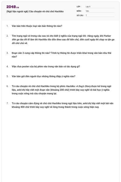 (Ngữ liệu ngoài sgk) Câu chuyện về chú chó Hachiko