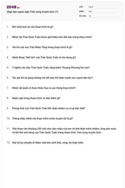 (Ngữ liệu ngoài sgk) Trên sông truyền hịch (1)