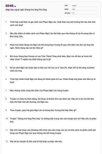 (Ngữ liệu ngoài sgk) Chàng trai làng Phù Ủng