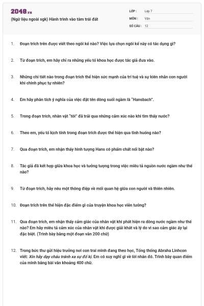 (Ngữ liệu ngoài sgk) Hành trình vào tâm trái đất