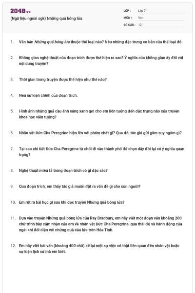 (Ngữ liệu ngoài sgk) Những quả bóng lửa