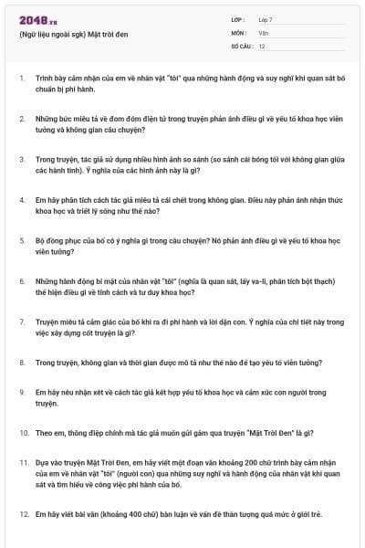 (Ngữ liệu ngoài sgk) Mặt trời đen