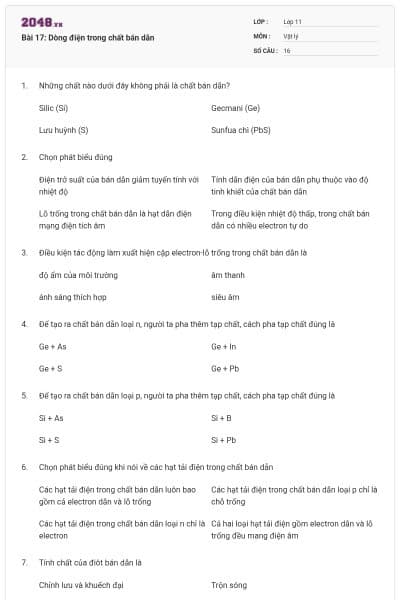 Bài 17: Dòng điện trong chất bán dẫn