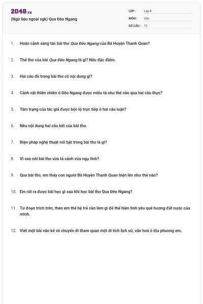 (Ngữ liệu ngoài sgk) Qua Đèo Ngang