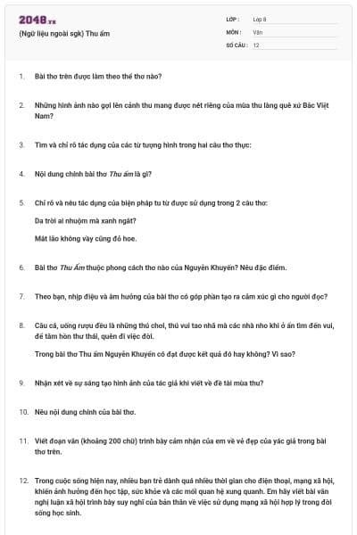 (Ngữ liệu ngoài sgk) Thu ẩm