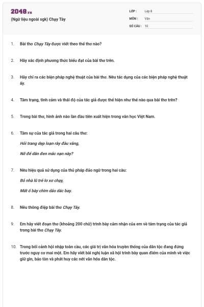 (Ngữ liệu ngoài sgk) Chạy Tây