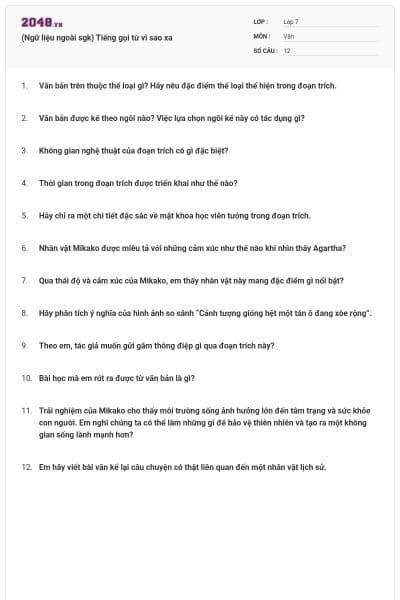 (Ngữ liệu ngoài sgk) Tiếng gọi từ vì sao xa