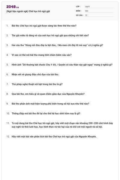 (Ngữ liệu ngoài sgk) Chế học trò ngủ gật