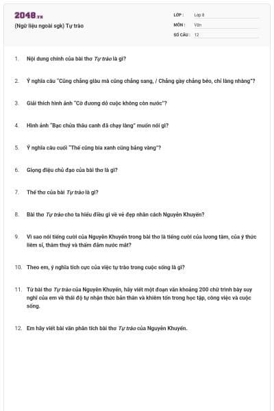 (Ngữ liệu ngoài sgk) Tự trào