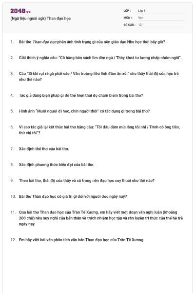 (Ngữ liệu ngoài sgk) Than đạo học