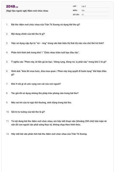 (Ngữ liệu ngoài sgk) Năm mới chúc nhau