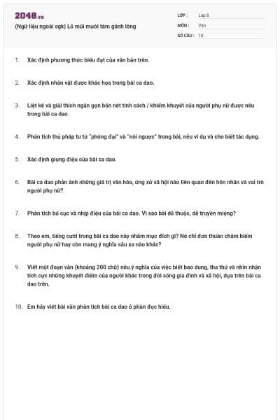 (Ngữ liệu ngoài sgk) Lỗ mũi mười tám gánh lông