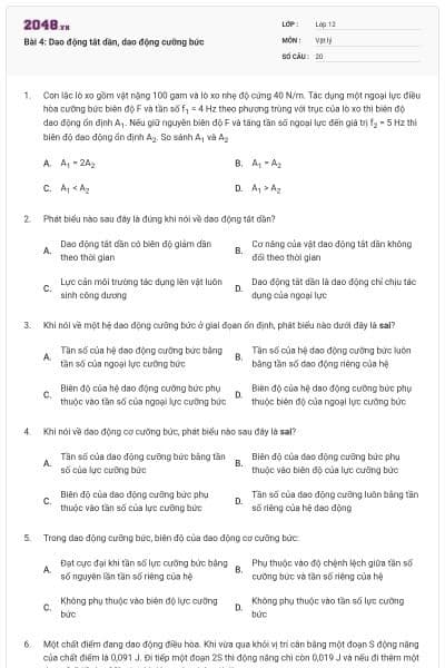 Bài 4: Dao động tắt dần, dao động cưỡng bức
