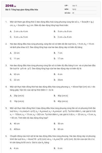 Bài 5: Tổng hợp giao động điều hòa