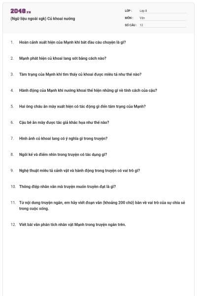 (Ngữ liệu ngoài sgk) Củ khoai nướng