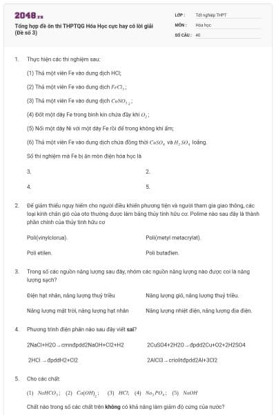 Tổng hợp đề ôn thi THPTQG Hóa Học cực hay có lời giải (Đề số 3)