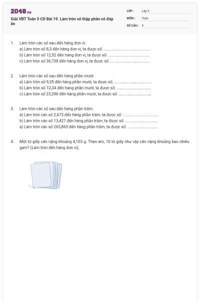 Giải VBT Toán 5 CD Bài 19. Làm tròn số thập phân có đáp án