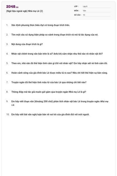 (Ngữ liệu ngoài sgk) Nhà mẹ Lê (2)