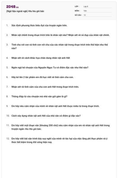 (Ngữ liệu ngoài sgk) Hiu hiu gió bấc