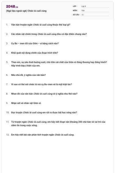 (Ngữ liệu ngoài sgk) Chiếc lá cuối cùng