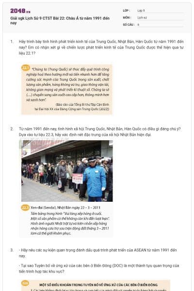 Giải sgk Lịch Sử 9 CTST Bài 22: Châu Á từ năm 1991 đến nay