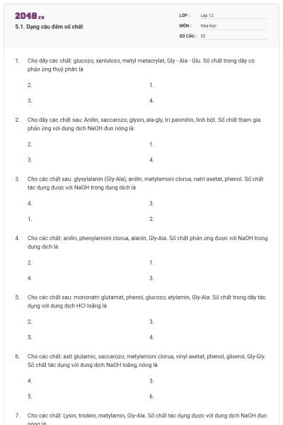 5.1. Dạng câu đếm số chất