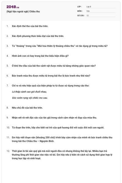 (Ngữ liệu ngoài sgk) Chiều thu