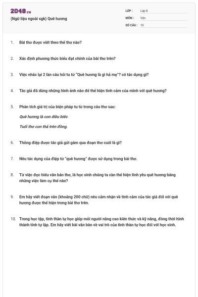 (Ngữ liệu ngoài sgk) Quê hương