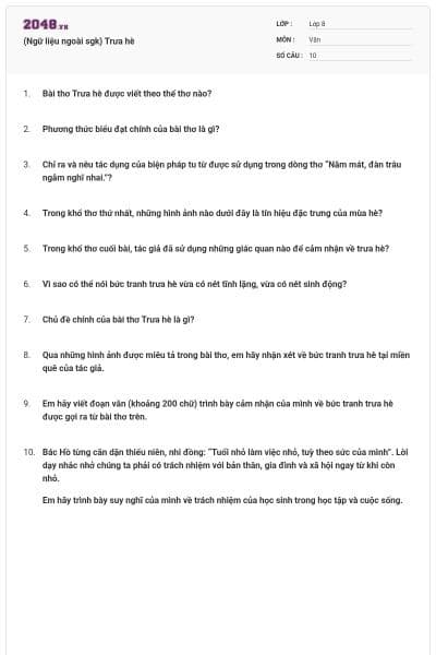 (Ngữ liệu ngoài sgk) Trưa hè