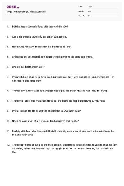 (Ngữ liệu ngoài sgk) Mùa xuân chín