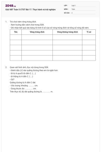 Giải VBT Toán 5 CTST Bài 17. Thực hành và trải nghiệm