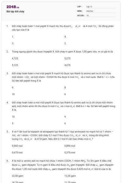 Bài tập đốt cháy