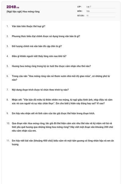 (Ngữ liệu sgk) Hoa móng rồng