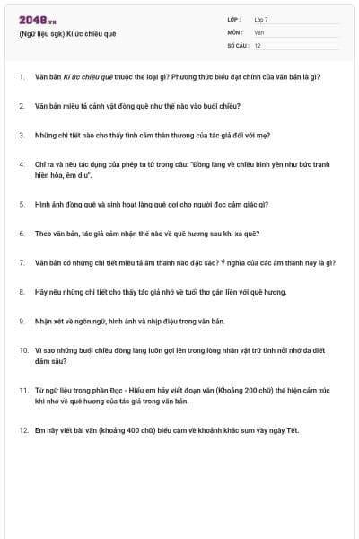 (Ngữ liệu sgk) Kí ức chiều quê