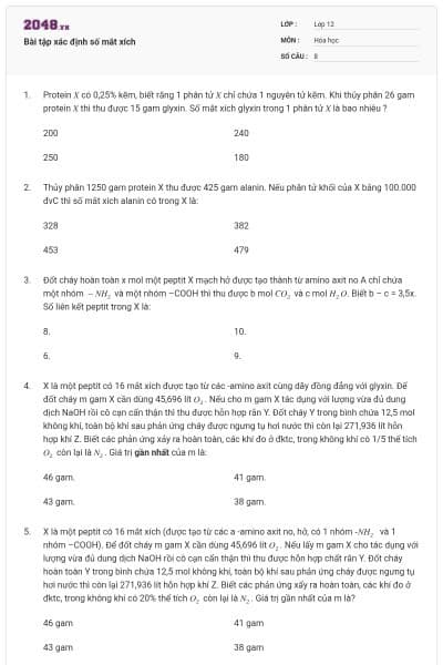 Bài tập xác định số mắt xích