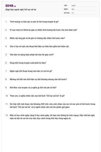 (Ngữ liệu ngoài sgk) Chỉ tại cái tai