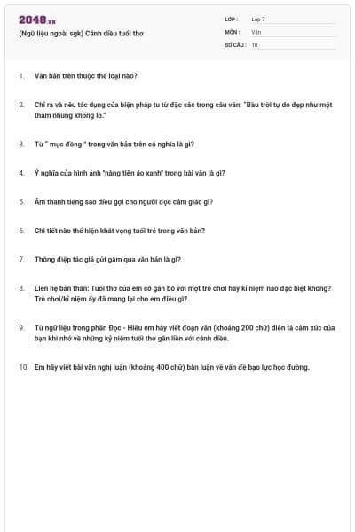 (Ngữ liệu ngoài sgk) Cánh diều tuổi thơ