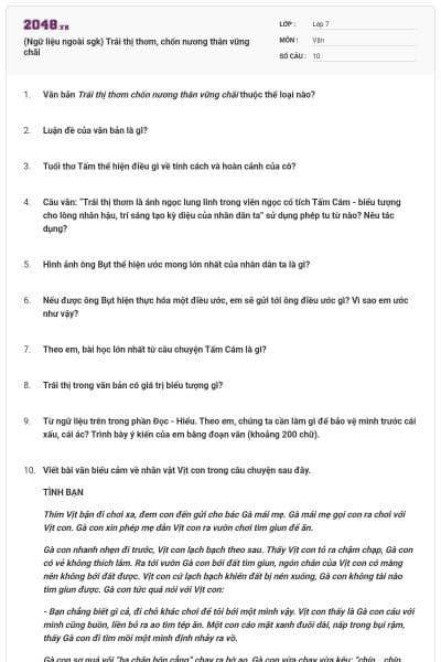 (Ngữ liệu ngoài sgk) Trái thị thơm, chốn nương thân vững chãi