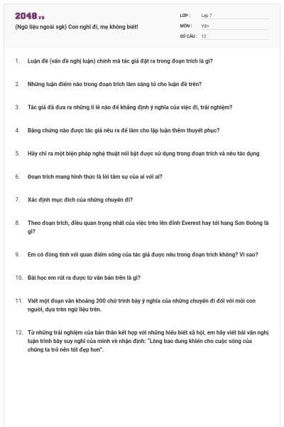 (Ngữ liệu ngoài sgk) Con nghĩ đi, mẹ không biết!