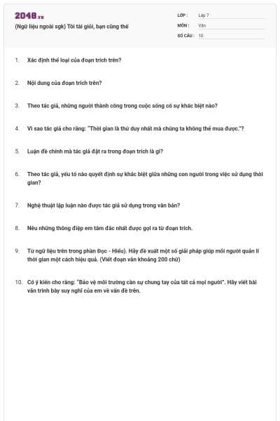 (Ngữ liệu ngoài sgk) Tôi tài giỏi, bạn cũng thế