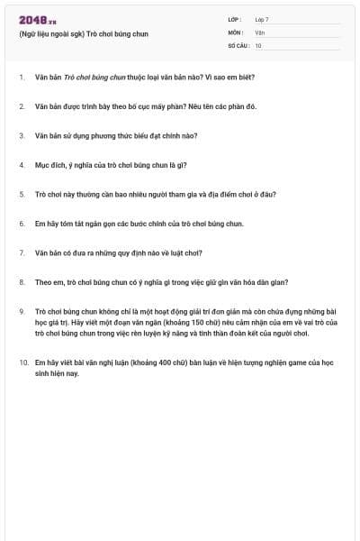 (Ngữ liệu ngoài sgk) Trò chơi búng chun