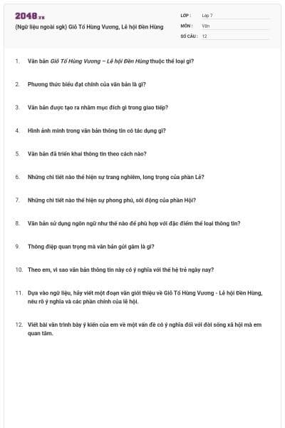 (Ngữ liệu ngoài sgk) Giỗ Tổ Hùng Vương, Lễ hội Đền Hùng