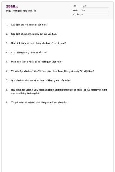 (Ngữ liệu ngoài sgk) Đón Tết