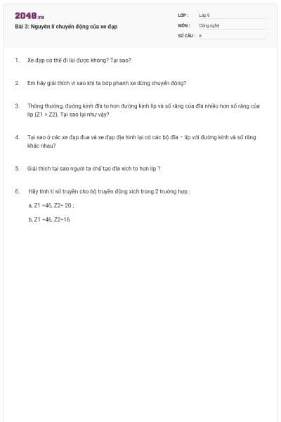 Bài 3: Nguyên lí chuyển động của xe đạp