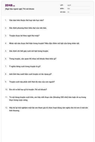 (Ngữ liệu ngoài sgk) Thi nói khoác